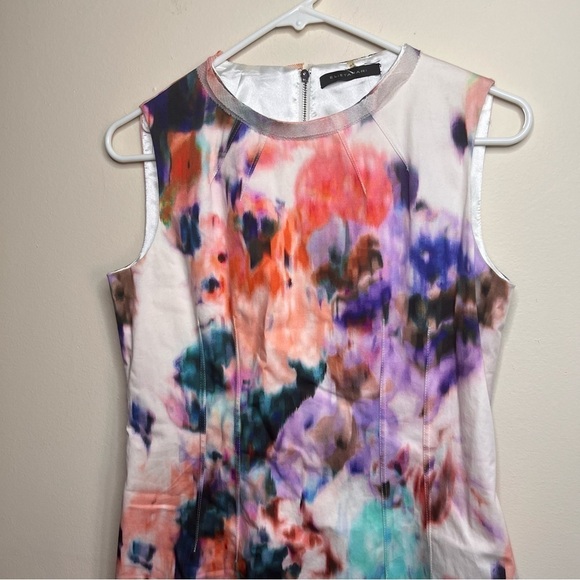 Elie Tahari Watercolor Bodycon Lined Mini Dress Size 6 - Picture 13 of 16